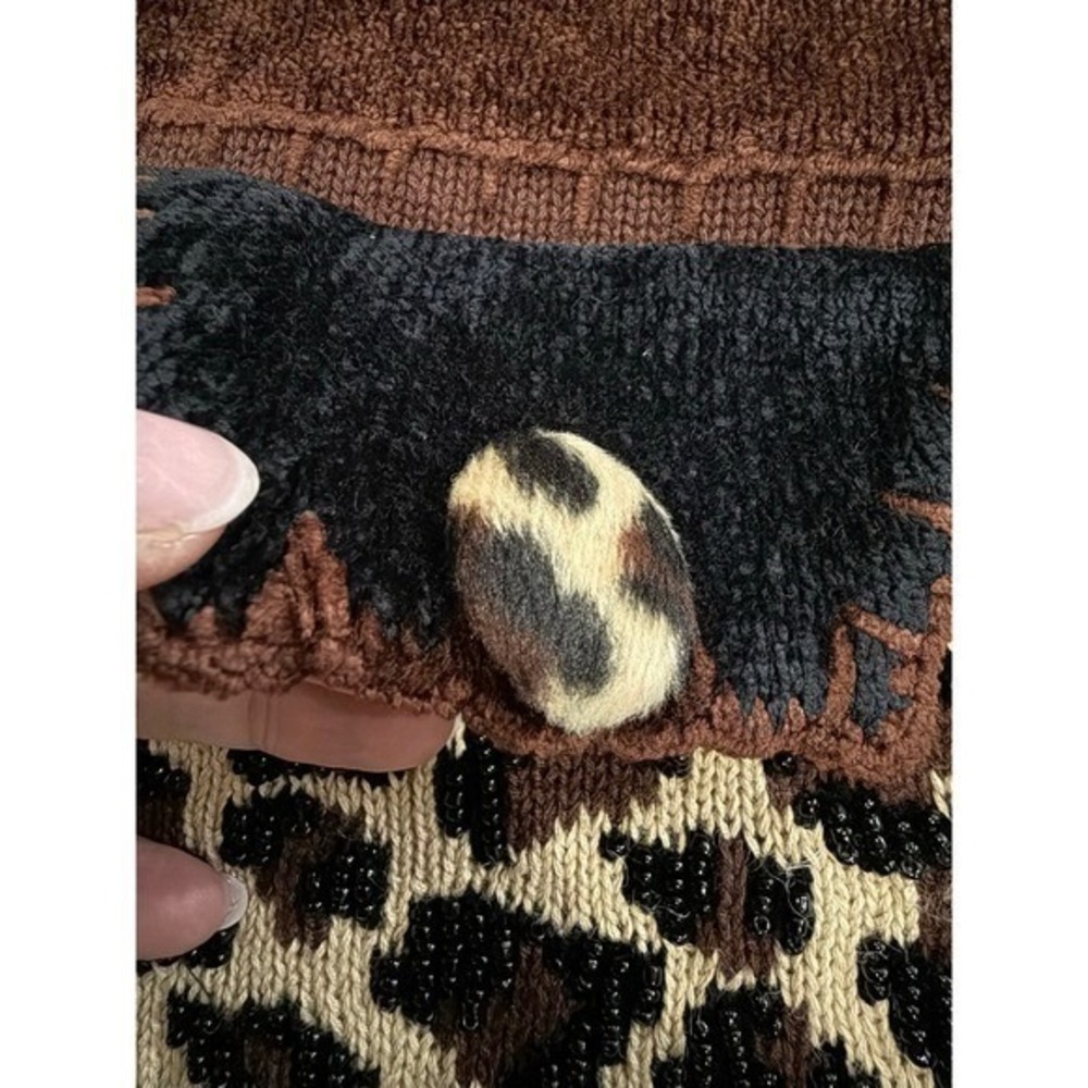 Berek Cardigan Womens L Leopard Print Button Up Art To Wear Statement Jacket - Picture 13 of 16